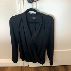 Long sleeve black blouse with shoulder cut outs
